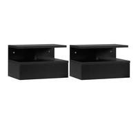 HOMCOM Set da 2 Comodini Sospesi per Camera da Letto, 2 Comodini per Camera da Letto, Moderni e di Design, con Cassetto e Mensola Superiore in Legno, 35x32x22.5cm, Colore Nero