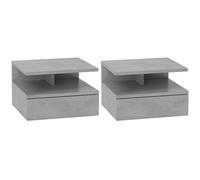 HOMCOM Set da 2 Comodini Sospesi per Camera da Letto, 2 Comodini per Camera da Letto Soggiorno, Salvaspazio Design, con Cassetto e Mensola Superiore in Legno, 35x32x22.5cm, Grigio