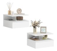 HOMCOM Set da 2 Comodini Sospesi Salvaspazio 35x32x22.5cm Bianco