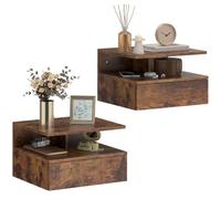 HOMCOM Set da 2 Comodini Sospesi Salvaspazio 35x32x22.5cm Marrone Rustico