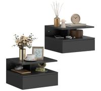 HOMCOM Set da 2 Comodini Sospesi Salvaspazio 35x32x22.5cm Nero