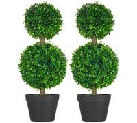 HOMCOM Set da 2 Piante di Bosso a 2 Sfere con Vaso incluso realistico 60 cm