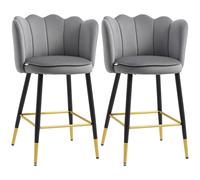 HOMCOM Set da 2 Sgabelli da cucina e da Bar Vellutati con Poggiapiedi e Base in acciaio, 59x52x90cm, Grigio Aosom Italy