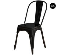 HOMCOM Set da 4 Sedie da Cucina in Acciaio Stile industriale Nero