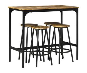 HOMCOM Set da Bar 5 pezzi con Tavolo alto e 4 Sgabelli Stile Industriale, Marrone e Nero Aosom