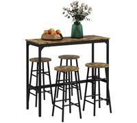 HOMCOM Set da Bar 5 Pezzi, Design Industriale, Nero e Marrone