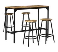 HOMCOM Set Tavolo Bar con 4 Sgabelli, Bancone Bar, Tavolo Alto con Sgabelli Bar con Poggiapiedi, Tavolino Bar per Pranzo, Soggiorno e Cucina, Marrone e Nero