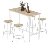 HOMCOM Set da Bar 5 pezzi Stile Industriale con Tavolo alto e 4 Sgabelli