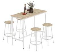 HOMCOM Set da Bar 5 pezzi Tavolo Alto e 4 Sgabelli in Stile Industriale