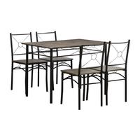 HOMCOM Set da Cucina Tavolo da Pranzo con 4 Sedie in MDF e Metallo Marrone Nero