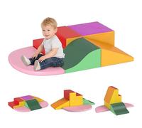 HOMCOM Set da Gioco per Bambini 1-3 Anni da 6 Costruzioni Rosa Rosso Viola