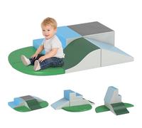 HOMCOM Set da Gioco per Bambini 1-3 Anni da 6 Costruzioni Verde Beige Blu