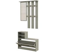 HOMCOM Set da Ingresso con Appendiabiti, Specchio, Panca e Scarpiera Grigio