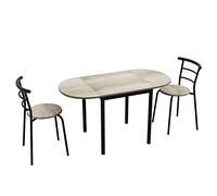 HOMCOM Set da Pranzo 3 Pezzi 2 Sedie 1 Tavolo da Pranzo in MDF e Acciaio Ovale