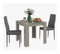 HomCom Set da pranzo 3 pezzi – Tavolo 80x80x76 cm con 2 sedie salvaspazio 41x50x97 cm, Grigio