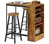 HOMCOM Set da Pranzo con Bancone da Bar e 2 Sgabelli Alti, Marrone