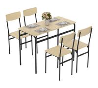 HOMCOM Set da Pranzo con Tavolo Rettangolare e 4 Sedie da Pranzo Nero e Legno