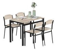 HOMCOM Set da Pranzo Tavolino e 4 Sedie Legno, Bianco in Metallo e MDF