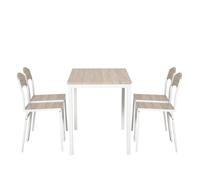 HOMCOM Set da Pranzo Tavolino e 4 Sedie Legno, in MDF e Metallo