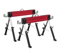 HOMCOM Set di 2 cavalletti da lavoro regolabili in altezza, 64-81 cm, rosso