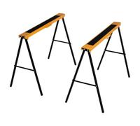 HOMCOM Set di 2 Cavalletti Pieghevoli in Metallo 125 kg Arancione Nero