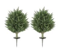 HOMCOM Set di 2 cipressi artificiali topiaria 60 cm resistenti UV, verde | Pianta artificiale, paletto da terra, finta pianta per interni, esterni, portico, decorazione domestica