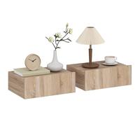 HOMCOM Set di 2 Comodini Camera da Letto Sospesi 40x30x15 cm Colore Rovere