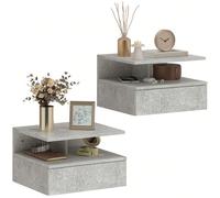 HOMCOM Set di 2 Comodini Camera da Letto Sospesi con Cassetto e Scomparto Aperto, Coppia di Comodini Moderno in Legno, Tavolini per Divano, Soggiorno, Salotto e Camera, 35x32x22.5 cm Dona eleganza all