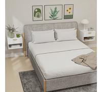 HOMCOM Set di 2 Comodini Camera da Letto Sospesi con Pannelli Scanalati, Coppia di Comodini Moderni con Cassetto e Ripiano, 40x34x29 cm, Bianco Trasforma la tua camera da letto con i comodini sospesi