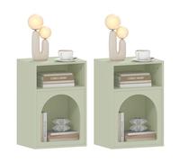 HOMCOM Set di 2 comodini, comodino con scomparti aperti, design ad arco, comodino per camera da letto, soggiorno, 40 x 30 x 60 cm, verde chiaro