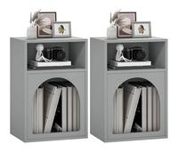 HOMCOM Set di 2 comodini, comodino con scomparti aperti, design ad arco, comodino per camera da letto, soggiorno, 40 x 30 x 60 cm, grigio