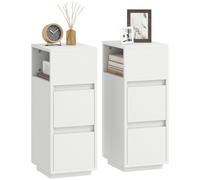 HOMCOM Set di 2 Comodini con 2 Cassetti e Ripiano Aperto Salvaspazio Bianco