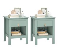 HOMCOM Set di 2 comodini con cassetto e vano a giorno, stile moderno per camera da letto, soggiorno, 45 x 40 x 55 cm, verde
