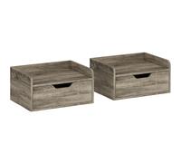 HOMCOM Set di 2 comodini da parete, comodini con cassetto e ripiano con bordi rialzati, 40x30x19,5cm, grigio Aosom Italy