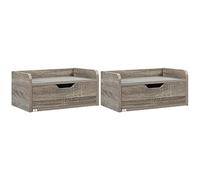 HOMCOM Set di 2 comodini da parete, comodini sospesi, cassetti scorrevoli, piano in pannelli di particelle dim. 40 x 30 x 19,5 cm Grigio