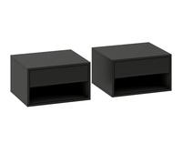 HOMCOM Set di 2 Comodini da Parete con Cassetto, Scomparto Aperto e Piano d'Appoggio, 37x32x21 cm, Nero Aosom Italy