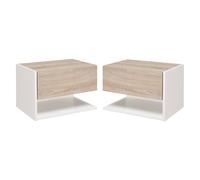 HOMCOM set di 2 comodini galleggianti con 1 cassetto e ripiano aperto