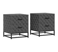 HOMCOM Set di 2 comodini moderni con 2 cassetti, comodino con contenitore, gambe in acciaio per camera da letto, soggiorno, grigio
