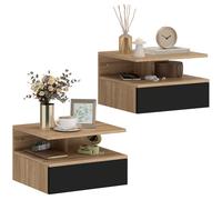 COMODINO HOMCOM Set 2 Comodini Sospesi IT831-338V86BK - Armadio in truciolato rovere e nero