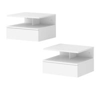 HOMCOM Set di 2 Comodini Sospesi con Cassetto e Mensola Aperta Nero