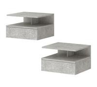 HOMCOM Set di 2 Comodini Sospesi con Cassetto e Mensola Aperta Nero e Rovere