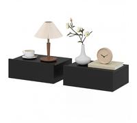 HOMCOM Set di 2 Comodini Sospesi con Cassetto Montaggio a Parete Nero