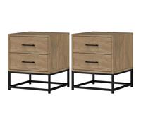 HOMCOM Set di 2 Comodini Stile Industriale con 2 Cassetti Colore Legno