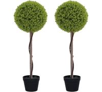 HOMCOM Set di 2 eucalipti artificiali, pianta d'appartamento da 90 cm, pianta artificiale in vaso, grandi piante decorative per casa, ufficio, corridoio, giardino, verde
