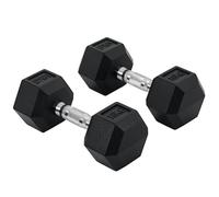 HOMCOM Set di 2 Manubri da 10 kg Esagonali Presa Antiscivolo Nero