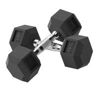 HOMCOM Set di 2 Manubri da 4 kg Esagonali Presa Antiscivolo Nero