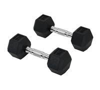 HOMCOM Set di 2 Manubri da 5 kg Esagonali Presa Antiscivolo Nero