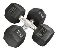 HOMCOM Set di 2 Manubri da 6 kg Esagonali Presa Antiscivolo Nero