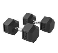 HOMCOM Set di 2 manubri esagonali con manico zigrinato, set di manubri in ghisa, 2 x 15 kg, manubri corti per uomini e donne, casa, palestra, allenamento della forza