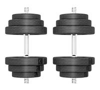 HOMCOM Set di 2 Manubri Regolabili 40 kg Totali, Set di Pesi Palestra per Braccia con Impugnatura Antiscivolo, Pesi Manubri, per Allenamento Fitness Casa e Palestra, Nero